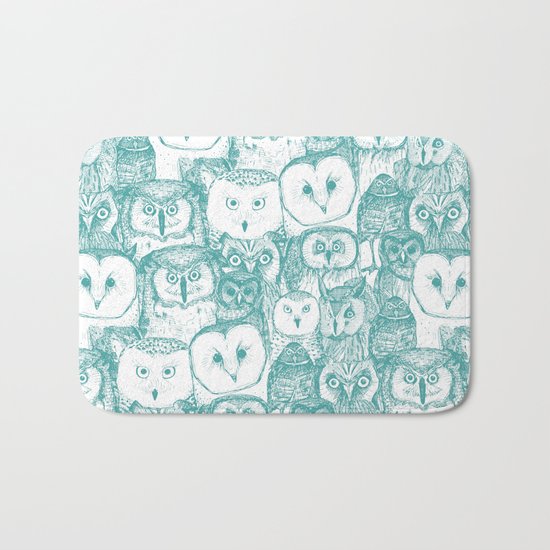 just owls teal blue Bath Mat