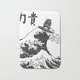 Samurai Surfing The Great Wave off Kanagawa Bath Mat