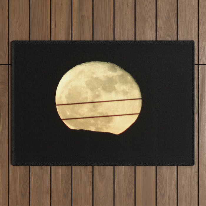 Super Moon Rises behind Mountain Outdoor Rug