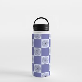 Vintage Style Floral Check Pattern - Very Peri Water Bottle