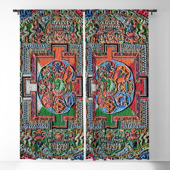 Buddhist Sand Mandala Rainbow 36 Blackout Curtain