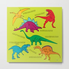 Dinosaur Print - Colors Metal Print | Drawing, Coloredpencil, Pattern, Animal, Vector, Digital, Illustration, Nature, Children 