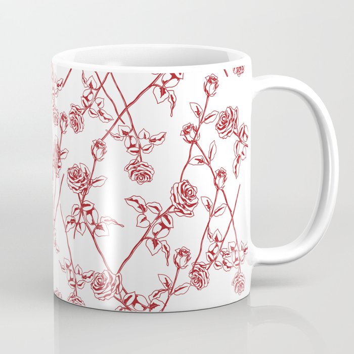 Red Roses Flower Lover Print Floral Pattern Coffee Mug