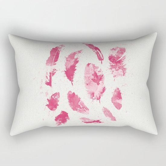 Pink Feathers Rectangular Pillow
