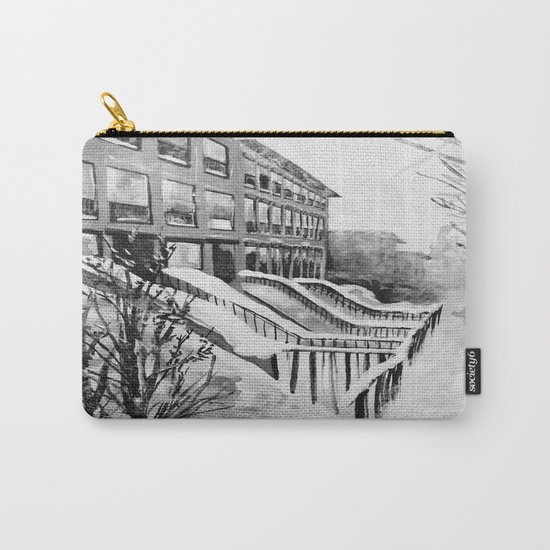 Brooklyn New York in Snow Storm Black and White Carry-All Pouch