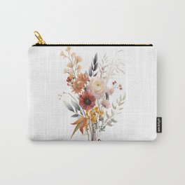 Boho Floral Botanical Print with Shades of Rose, Peach, Yellow, Beige White and Blue Carry-All Pouch