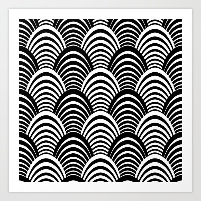 Black and White Art Deco Pattern Art Print