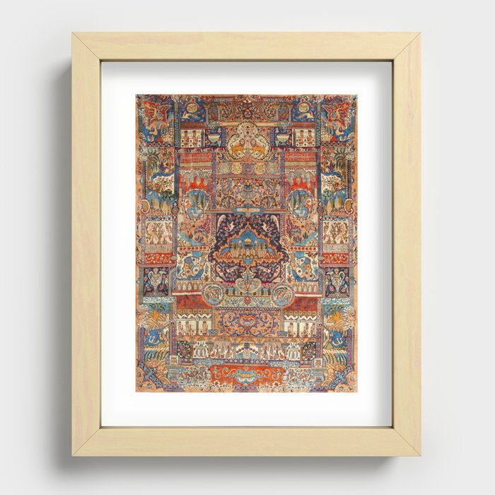 Golden Nature Antique Persian Kashmar Recessed Framed Print