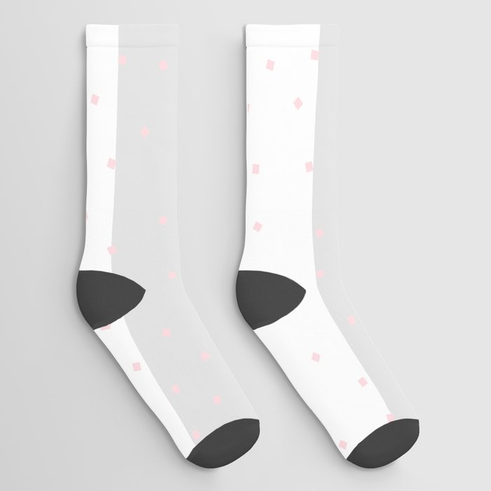 Simple Christmas seamless pattern Pastel Pink  Confetti on Silver Grey and White Stripes Background Socks