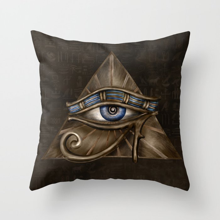 Egyptian Eye Of Horus Wadjet Digital Art Throw Pillow By K9printart