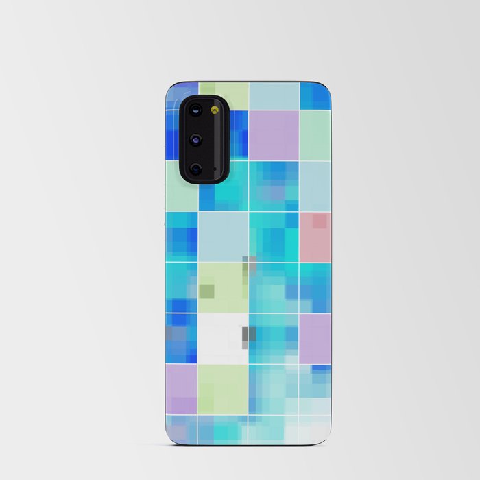 geometric pixel square pattern abstract background in blue pink green Android Card Case