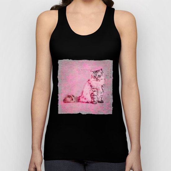 Cat content cute pet pink Unisex Tank Top