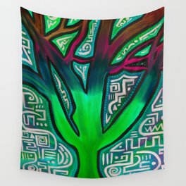 Tree of Life - Neon Green Wall Tapestry