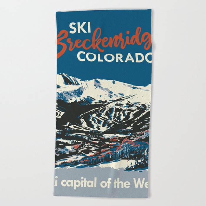 Blue Breckenridge Vintage Ski Poster Beach Towel