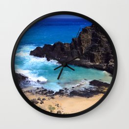 Romantic Tropical Island Beach Cove Wall Clock