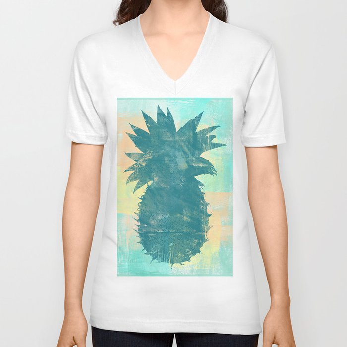 Tropical Pineapple V Neck T Shirt