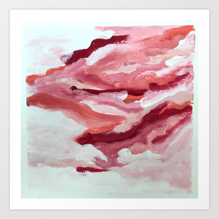 Carnations Abstract Acrylic Watercolor Pink Red White