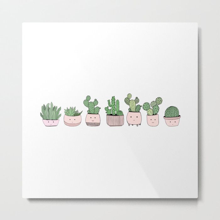 Happy succulent cactuses Metal Print