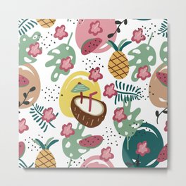  Tropical fruits Metal Print | Shit, Pattern, Pineapple, Tropicais, Palm, Palmeiras, Melancia, Summer, Tropical, Fruits 
