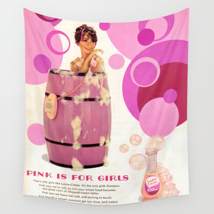 Pink Is For Girls Wall Tapestry