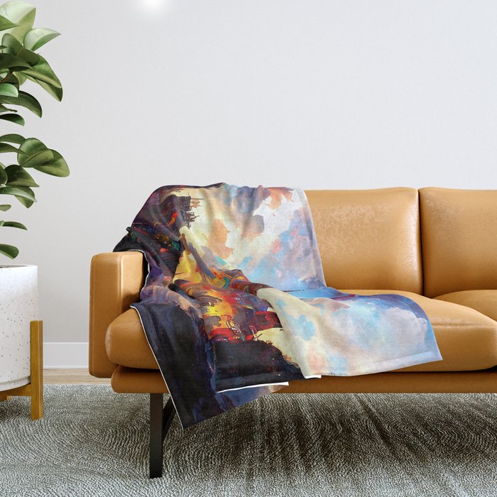 City from a colorful Universe Throw Blanket