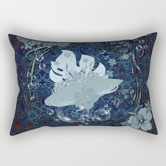 Surfing, surfboard with flowers Rectangular Pillow