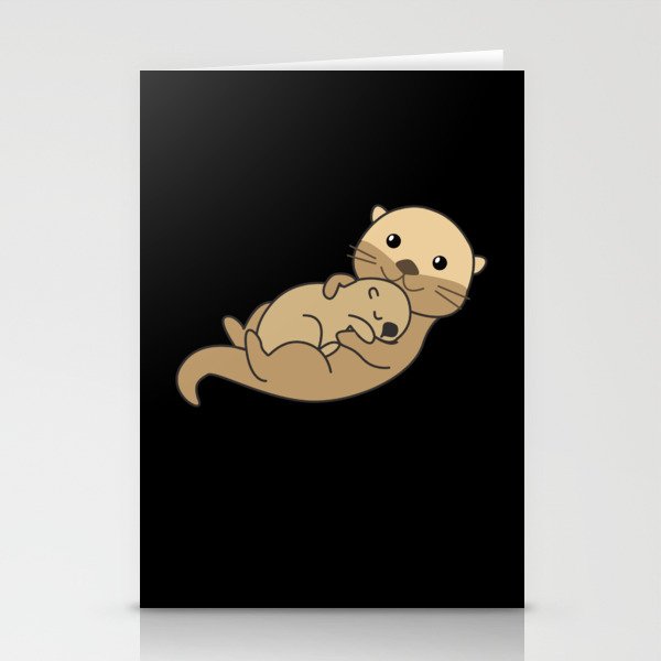 Otter Mom Otters Baby Cute Animals Animal Lovers Stationery Cards