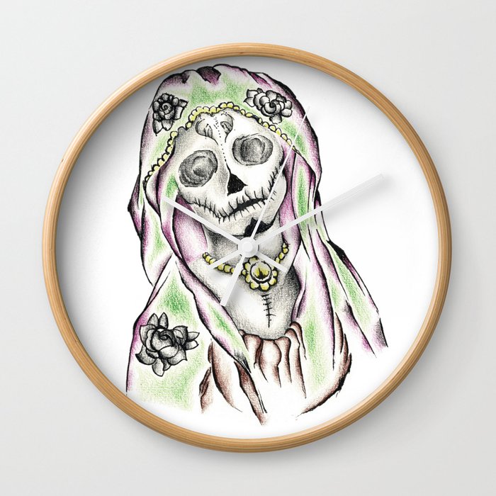 La Santa Muerte Drawing La Santa Muerte Latin Collection Wall Clock By Torairezumi Society6 la santa muerte latin collection wall clock by torairezumi