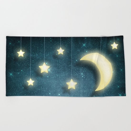 Moon & Stars 01 Beach Towel