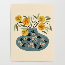 Painted Vase Blooms Poster