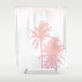 Minimal Dreamy Palm Trees in Pink Shower Curtain