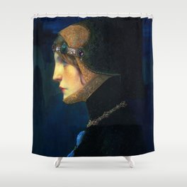 Head of a Lady in Medieval Costume by Lucien Victor Guirand de Scevola (c.1900) Shower Curtain