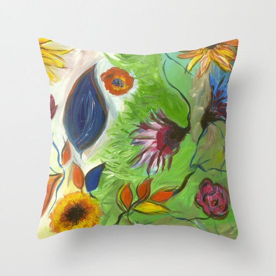 Flower Swirls Throw Pillow