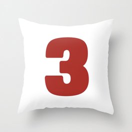 3 (Maroon & White Number) Throw Pillow