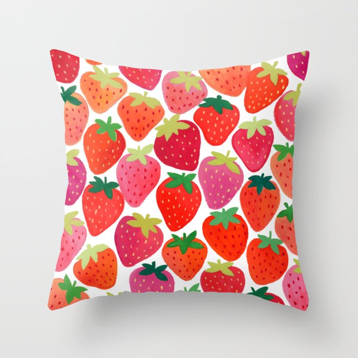 Sweet Strawberries Throw Pillow