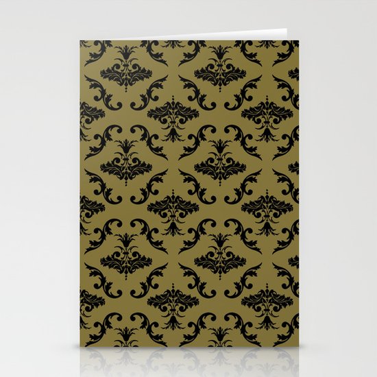 Gold Damask Stationery Cards