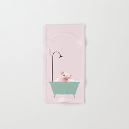 Baby Pink Pig Enjoying Bubble Bath Hand & Bath Towel