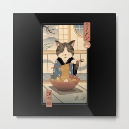 Neko Ramen Ukiyo-e Metal Print | Catlove, Cutecat, Pet, Kittycat, Graphicdesign, Woodblock, Petlover, Ramen, Cute, Feline 