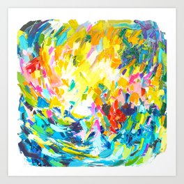 Colorful Contemporary Abstract Painting with Bright Colors and Fun Texture Art Print