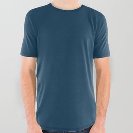 Dark Blue Solid Color Pairs Pantone Poseidon 19-4033 TCX Shades of Blue Hues All Over Graphic Tee