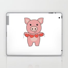 Pig For Valentine's Day Cute Animals With Hearts Laptop Skin