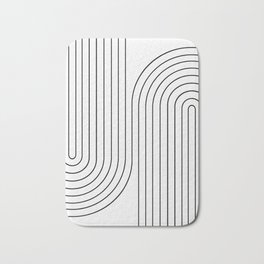 Minimal Line Curvature I Black and White Mid Century Modern Arch Abstract Bath Mat