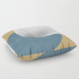 Halfmoon Colorblock - White Blue on Gold Floor Pillow