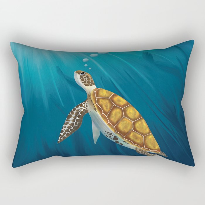 Sea turtle swimming in the ocean Rectangular Pillow