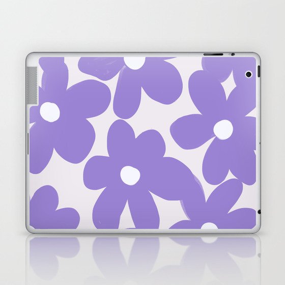 Pastel Lavender Flowers in 70s Groovy Style Laptop & iPad Skin