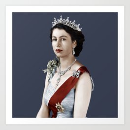 Queen Elizabeth II with flowers Art Print
