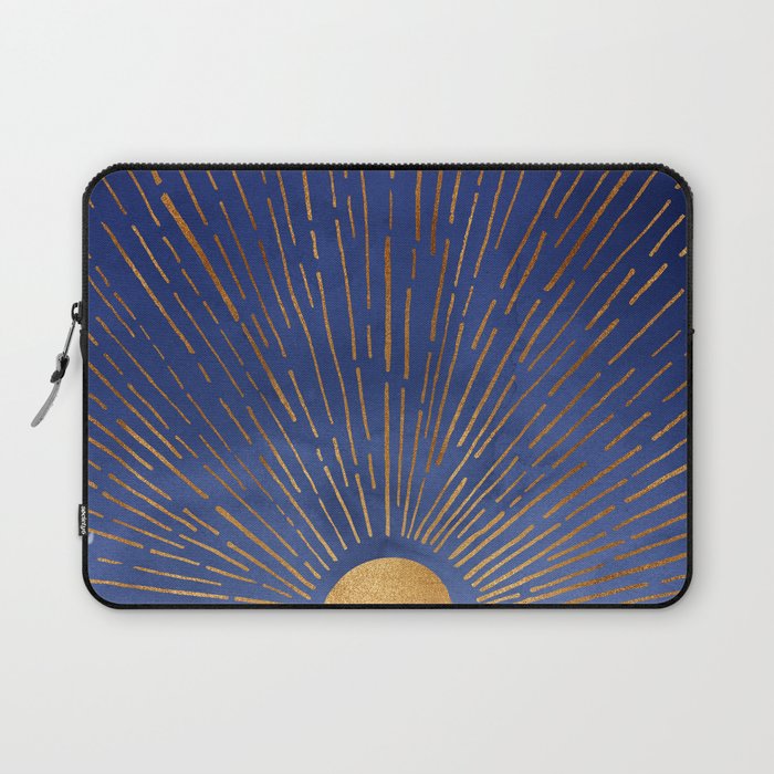 Twilight Blue and Metallic Gold Sunrise Laptop Sleeve