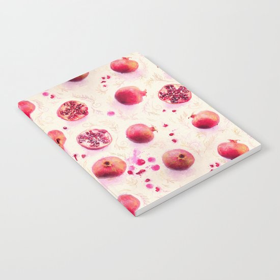 Painted Pomegranates with Gold Leaf Pattern Notebook