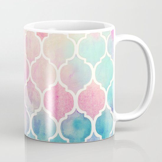 Rainbow Pastel Watercolor Moroccan Pattern Mug
