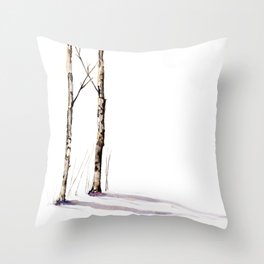 Birch Trees in January Throw Pillow